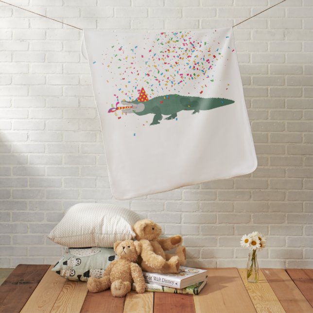 Alligator Crocodile - Animals Having a Party  Baby Blanket (In Situ)