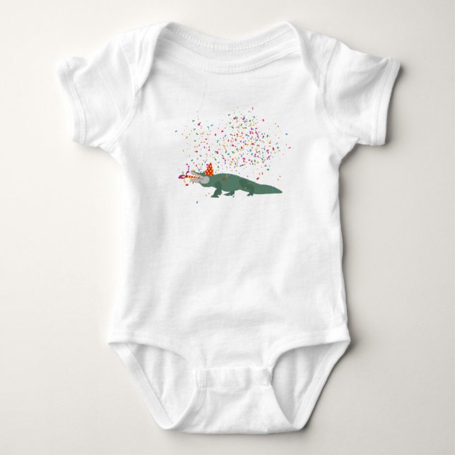 Alligator Crocodile - Animals Having a Party  Baby Bodysuit (Front)