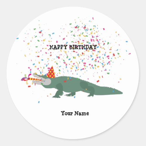 Alligator Crocodile _ Animals Having a Party Classic Round Sticker