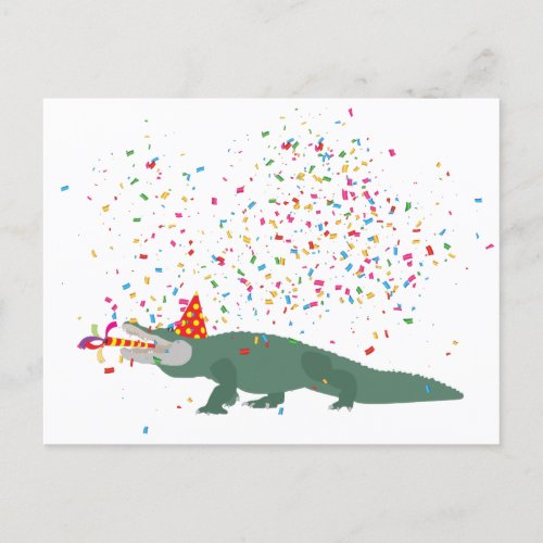 Alligator Crocodile _ Animals Having a Party Holiday Postcard