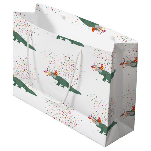 Alligator Crocodile - Animals Having a Party  Large Gift Bag (Front Angled)