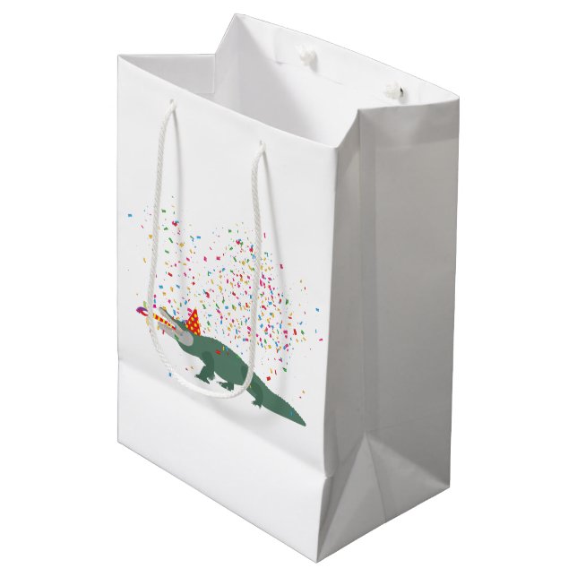 Alligator Crocodile - Animals Having a Party Medium Gift Bag (Front Angled)