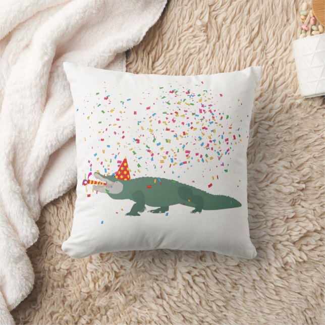 Alligator Crocodile - Animals Having a Party  Throw Pillow (Blanket)