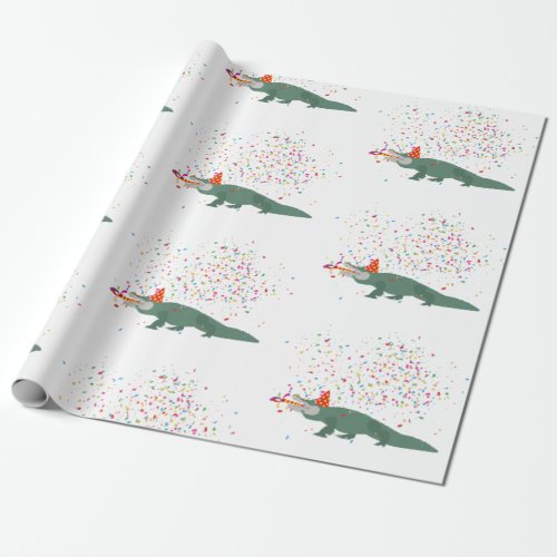 Alligator Crocodile _ Animals Having a Party  Wrapping Paper