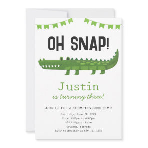 Alligator Crocodile Birthday Party Invitation
