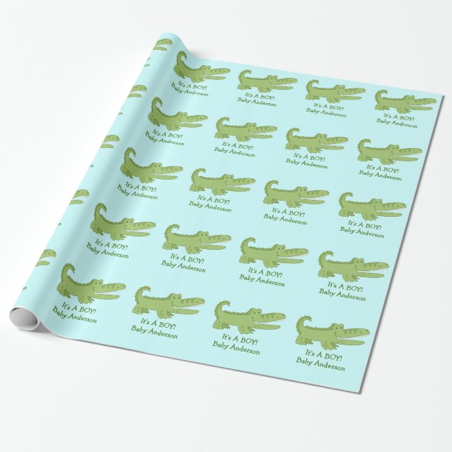 Alligator / Crocodile Customizable Wrapping Paper (Unrolled)