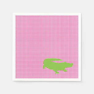 Alligator Crocodile Pink Green Preppy Fun Napkins
