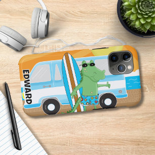 Alligator crocodile Retro Van Sunshine Surf Board iPhone 11 Pro Case