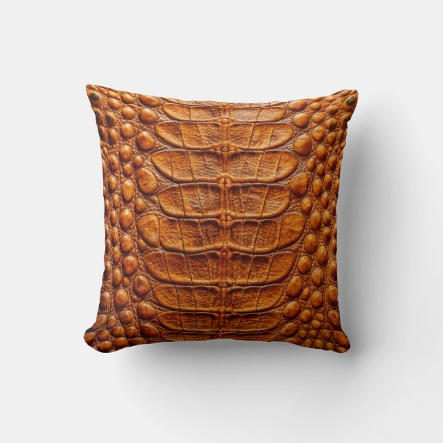 Alligator Crocodile Skin Faux Copper color Throw Pillow (Front)