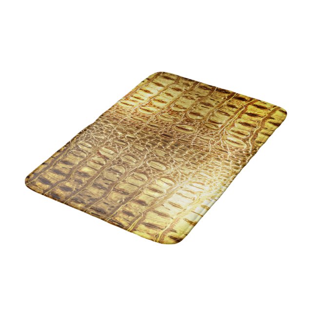 Alligator/Crocodile Skin Shiny Gold Bathroom Mat (Angled)