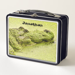 Alligator Crusted in Green Duckweed Nature Photo Metal Lunch Box