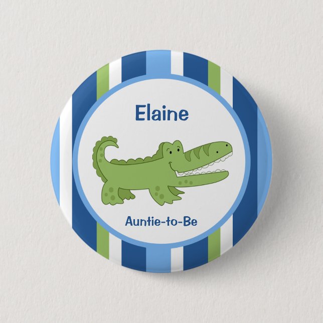 Alligator Customized name tag Button Blue/Green (Front)
