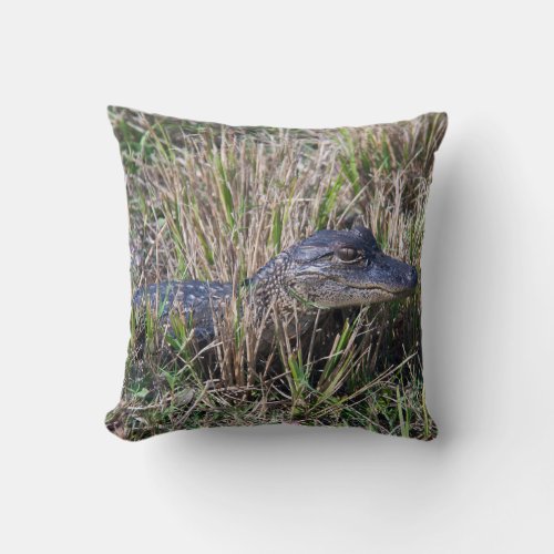 Alligator Cute Baby Animal Swamp Throw Pillow