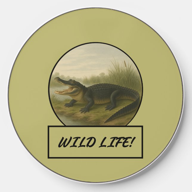 Alligator Dark Khaki Wireless Charger (Front)