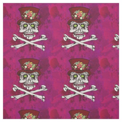 Alligator eyed gothic skull & crossbones fabric