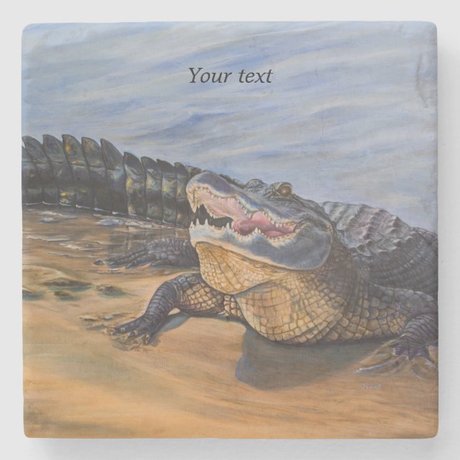 Alligator. Face to Face Stone Coaster (Front)