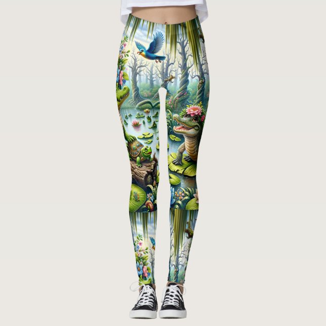 Alligator Fantasy Swamp Thunder_Cove Leggings (Front)