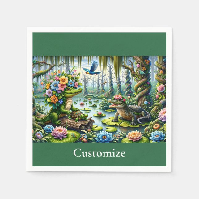 Alligator Fantasy Swamp Thunder_Cove Napkins (Front)