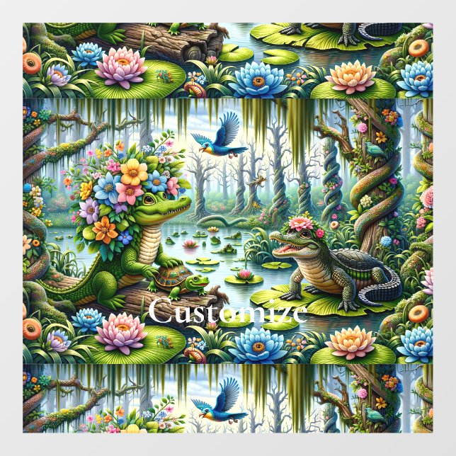 Alligator Fantasy Swamp Thunder_Cove Window Cling (Sheet)