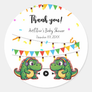 Alligator Festive Colorful Music Baby Shower Classic Round Sticker
