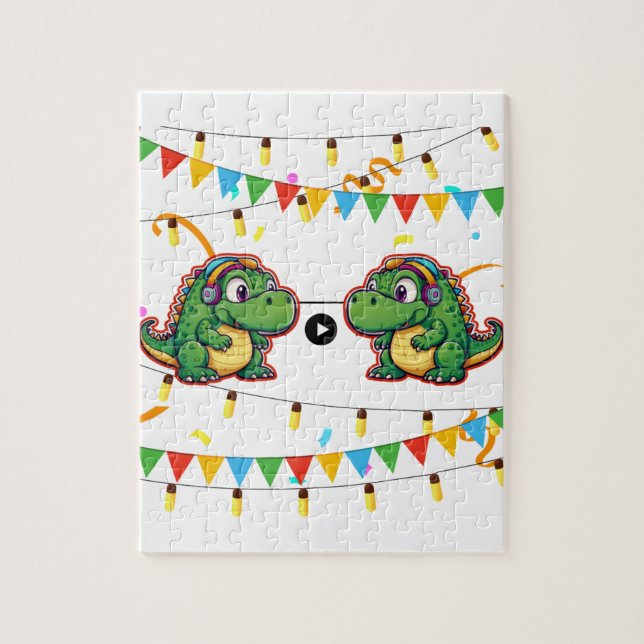Alligator Festive Colorful Music Baby Shower  Jigsaw Puzzle (Vertical)