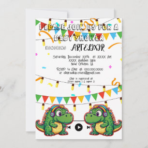 Alligator Festive Colorful Music Lover Print Invitation