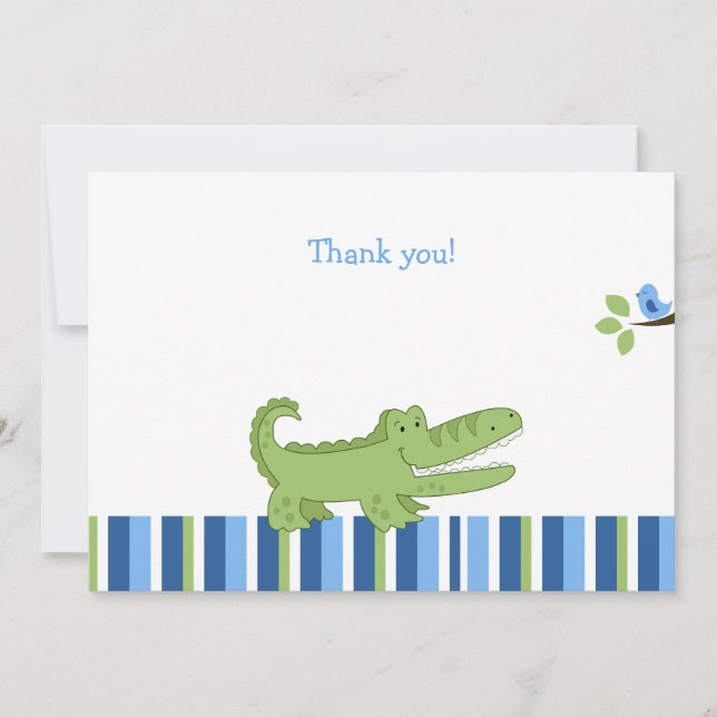 Alligator Flat Thank you note - Blue/Green (Front)
