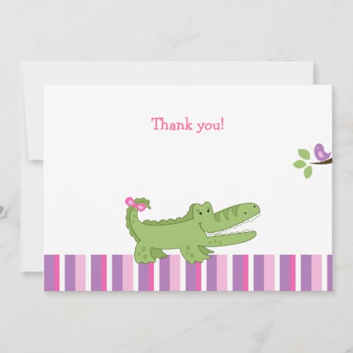 Alligator Flat Thank you note _PinkGreen