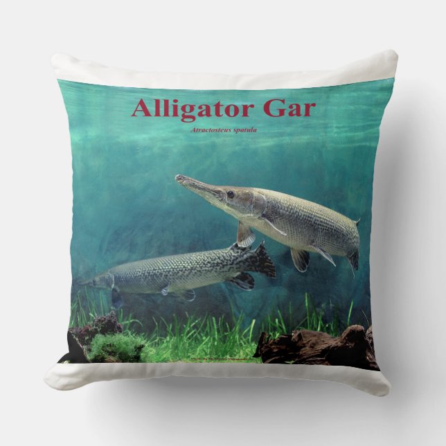 Alligator Gar Pike Throw Pillow (Front)
