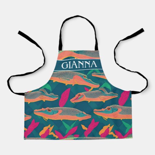 Alligator Gar Rainbow Colorful Pattern Apron