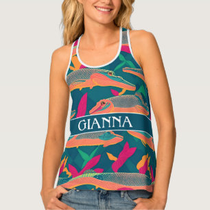 Alligator Gar Rainbow Colorful Pattern Tank Top