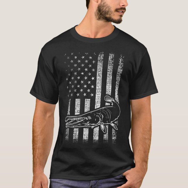 Alligator Gar Usa American T-Shirt (Front)