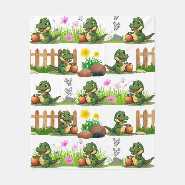 Alligator Garden  Fleece Blanket (Front)