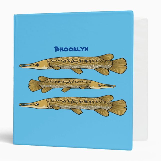 Alligator garfish cartoon illustration  3 ring binder (Front/Inside)