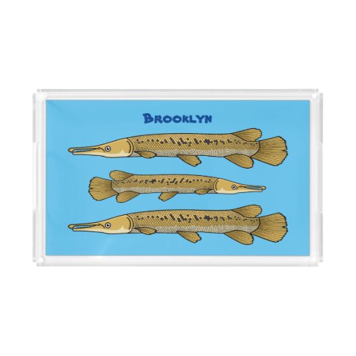 Alligator garfish cartoon illustration acrylic tray