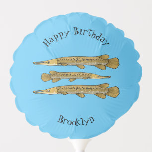 Alligator garfish cartoon illustration balloon