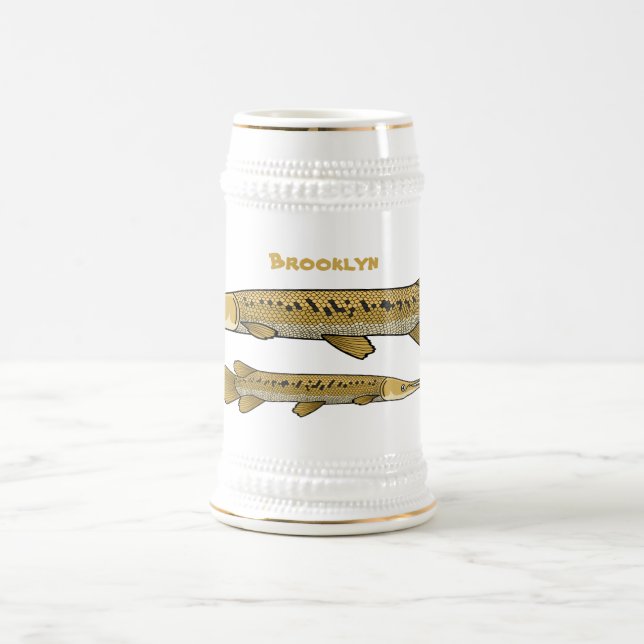 Alligator garfish cartoon illustration  beer stein (Center)