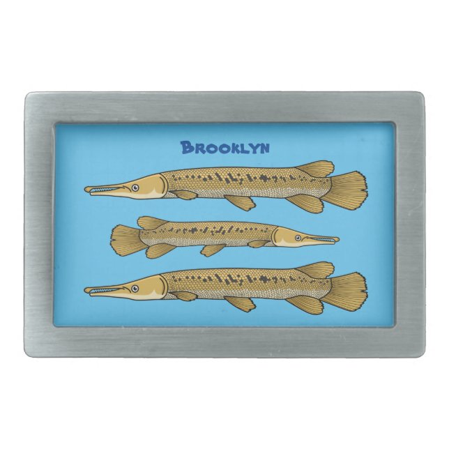 Alligator garfish cartoon illustration  belt buckle (Front)