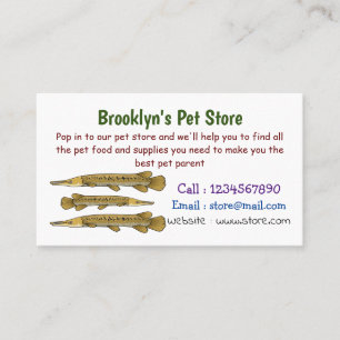 Alligator garfish cartoon illustration business card