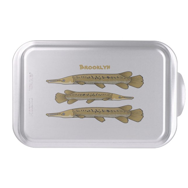 Alligator garfish cartoon illustration  cake pan (Front)