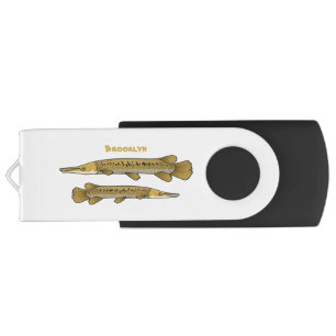 Alligator garfish cartoon illustration flash drive