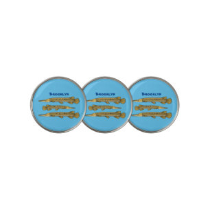 Alligator garfish cartoon illustration golf ball marker