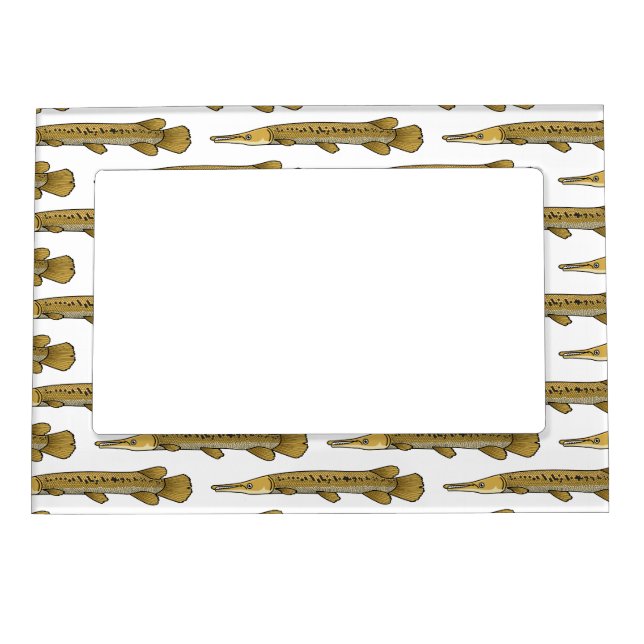 Alligator garfish cartoon illustration magnetic frame (Front)