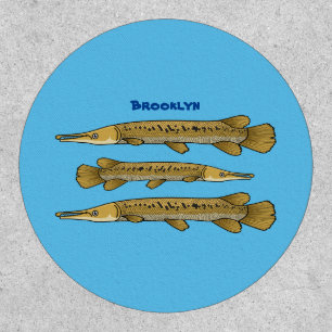 Alligator garfish cartoon illustration patch