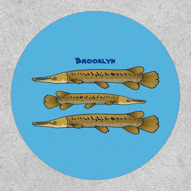 Alligator garfish cartoon illustration  patch (Front)