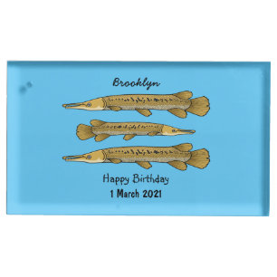 Alligator garfish cartoon illustration place card holder