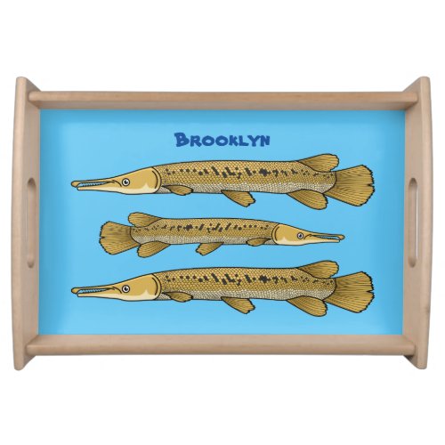 Alligator garfish cartoon illustration serving tray