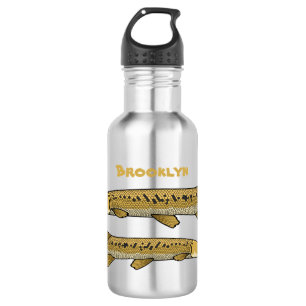 Alligator garfish cartoon illustration stainless steel water bottle