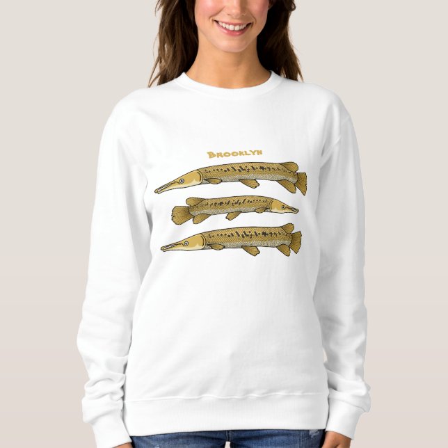 Alligator garfish cartoon illustration sweatshirt (Front)