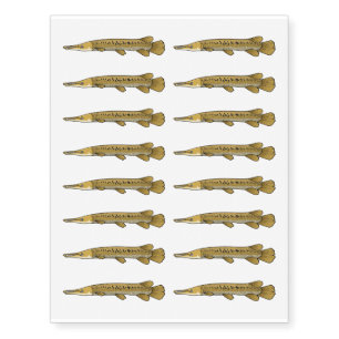 Alligator garfish cartoon illustration temporary tattoos